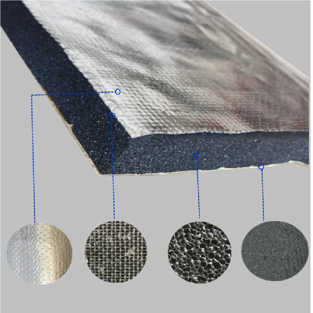 157"x39" Automotive Sound Deadening Insulation Mat - Aluminum Heat & Noise Barrier for Car, 5mm Thick X 400cm X 100cm