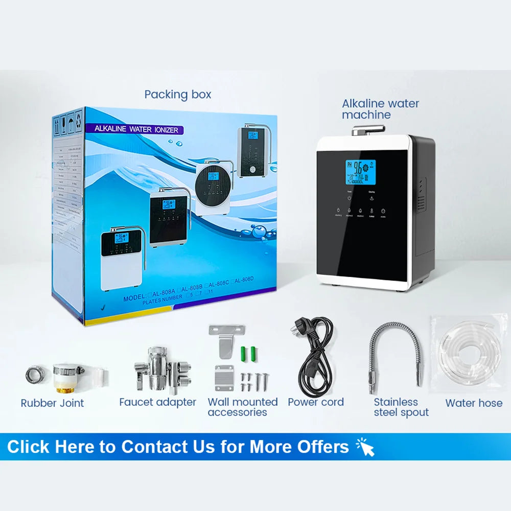 11 Plates Platinum Coating Alkaline Water Ionizer Machine Household PH