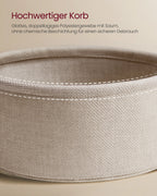 VASAGLE side table round small table coffee table small living room table with fabric basket living room storage space