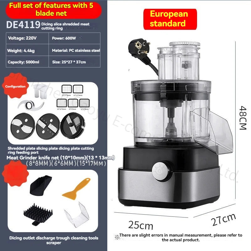 Commercial Electric Vegetable Cutter - Multi-function Dicing/Slicing/Grinding Machine for Restaurant Kitchen