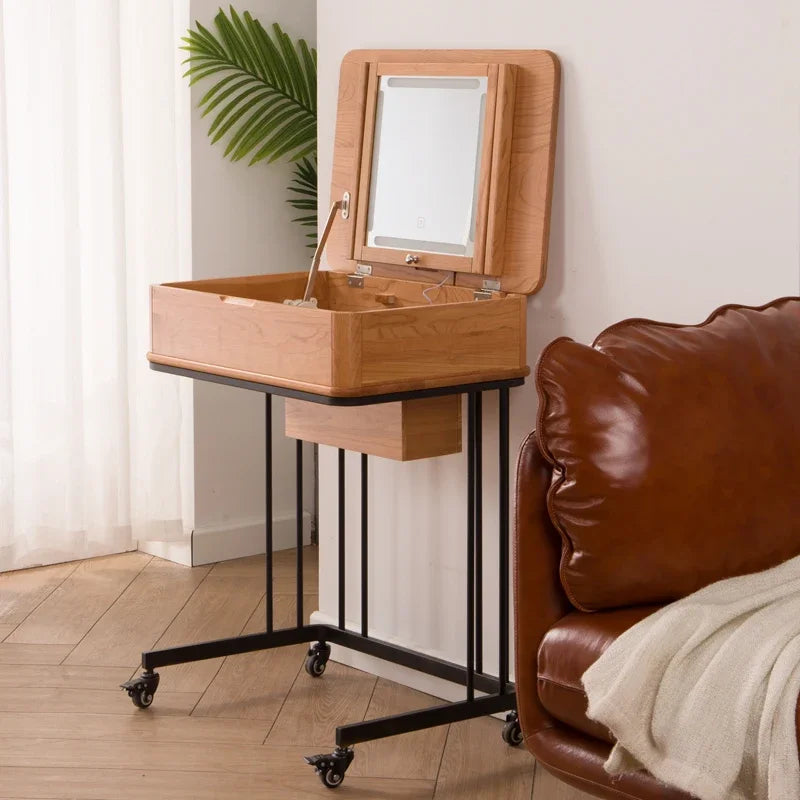 Portable Adult Vanity Table Nordic Woman Wheels Storage Unique Bedroom Dressers Makeup Desk Mirror Penteadeira Furniture Home