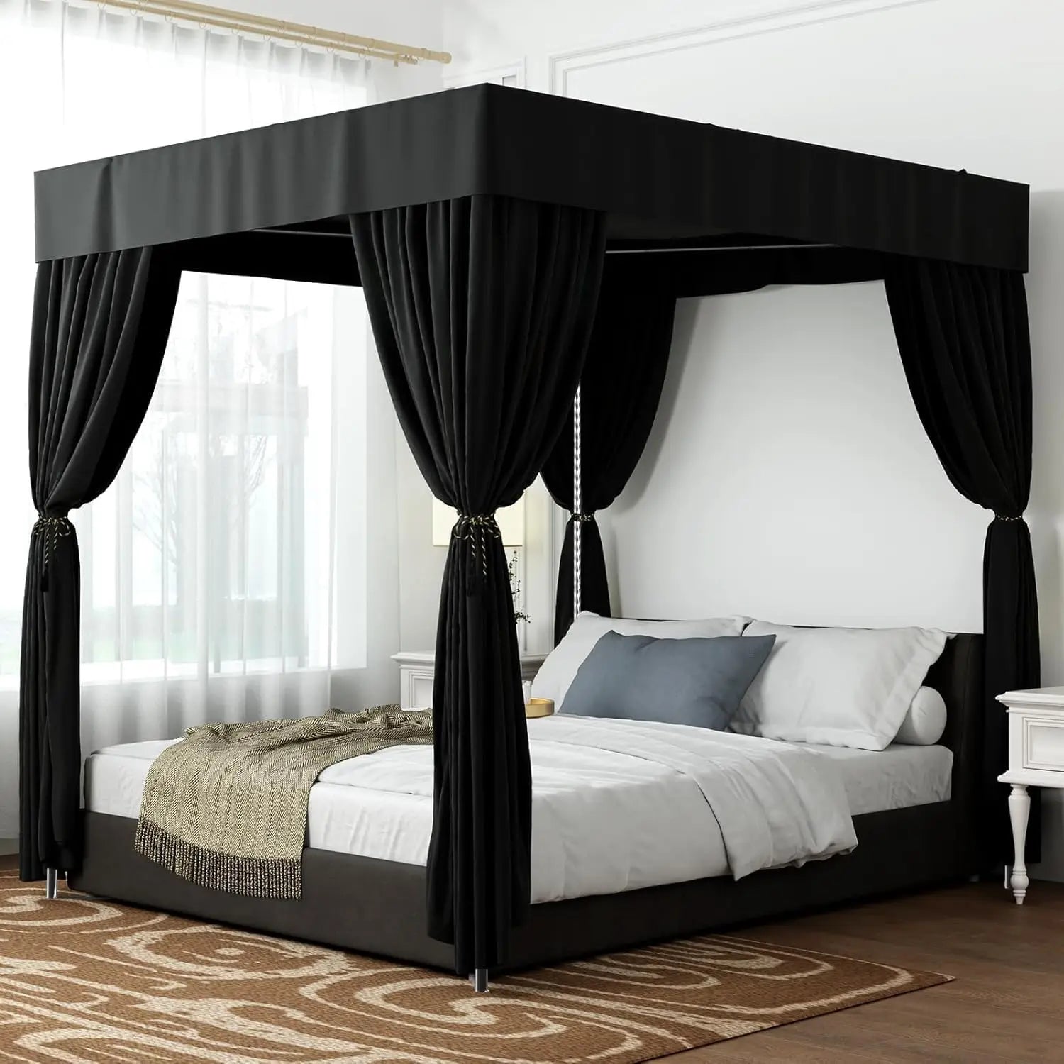 Twin Size Canopy Bed Frame,Stainless Steel Bed Canopy Frame Attachment,Frame Poles For Metal Bed Or Wood Bed Mosquito Net Or