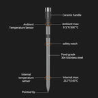 Wireless Meat Thermometer Digital Bluetooth Food Thermometer 2 Probe with LCD Display for Grill, Smoker, Air Fryer, Rotisserie