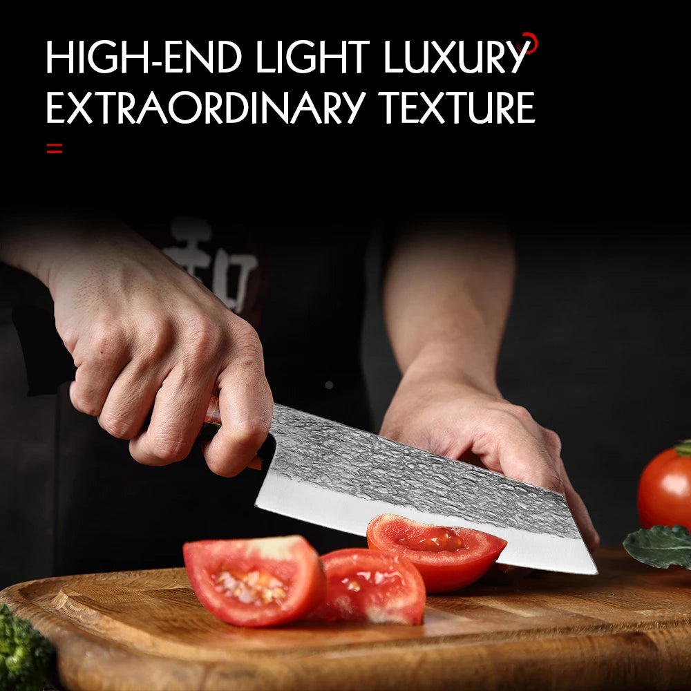Japanese-style kitchen knife, kitchen cooking accessories, hand-forged stainless steel multi-purpose knife, gift box included