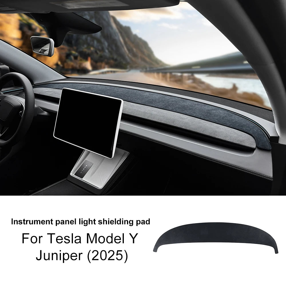 Anti-UV Dash Mat for Tesla Model Y Juniper 2025 2026-up Sunshade Protector Non-slip Accessories Top Flannel Dashboard Cover Pad