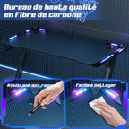 LED Gaming Desk 120 x 60 cm, Gaming Desk with RGB Light, Cup Holder and Hook for Headphones, Ergonomic Computer Table