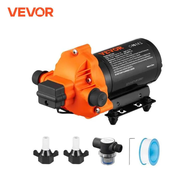 VEVOR RV Water Pressure Diaphragm Pump 3.3GPM / 3.5GPM / 5.5GPM Adjustable Self Priming Sprayer Pump for Camper Marine Boat Lawn
