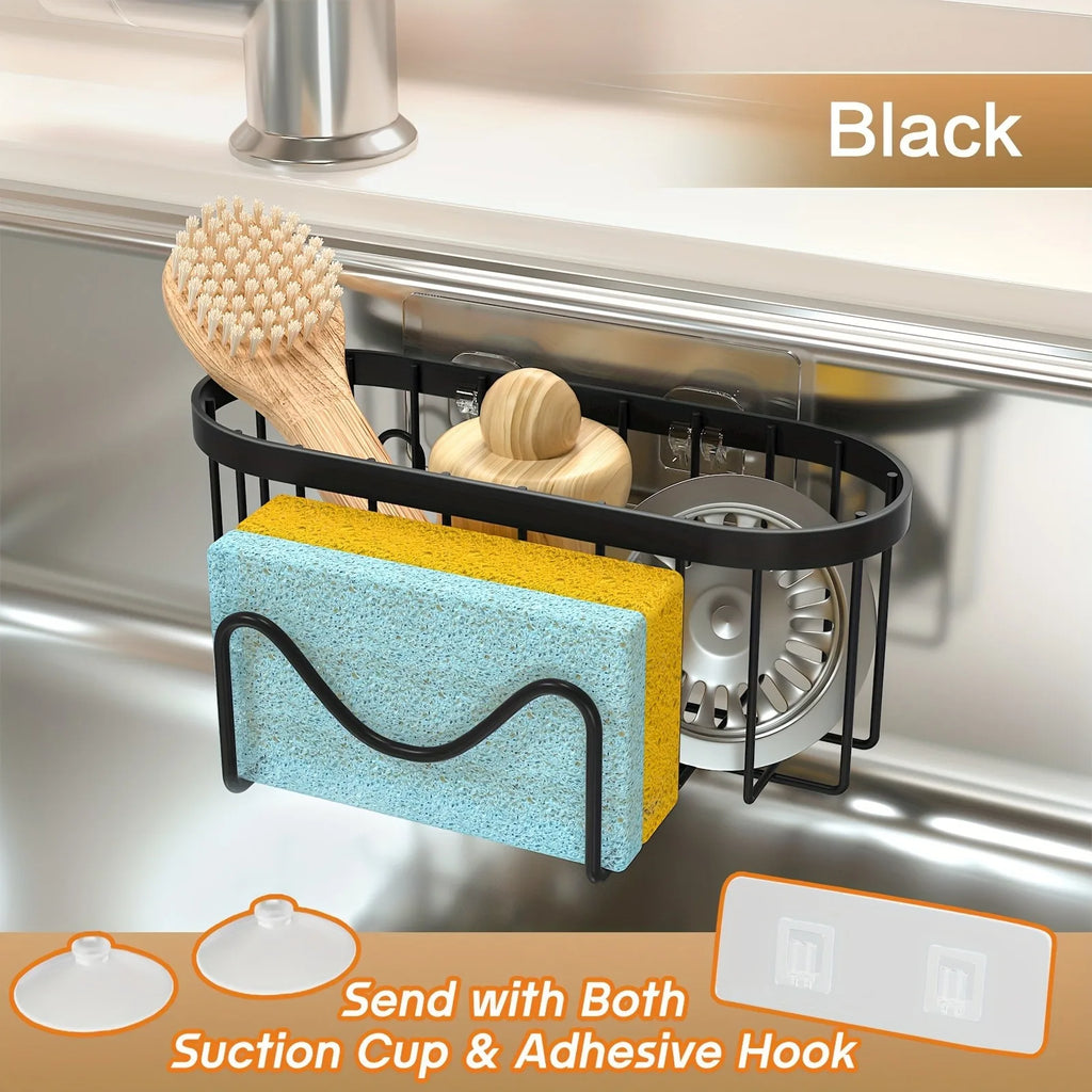 Kitchen Stainless Steel Sink Drain Rack Sponge Holder Faucet Storage Suction Cleaning Tool Drainer Shelf Organizer Accessories