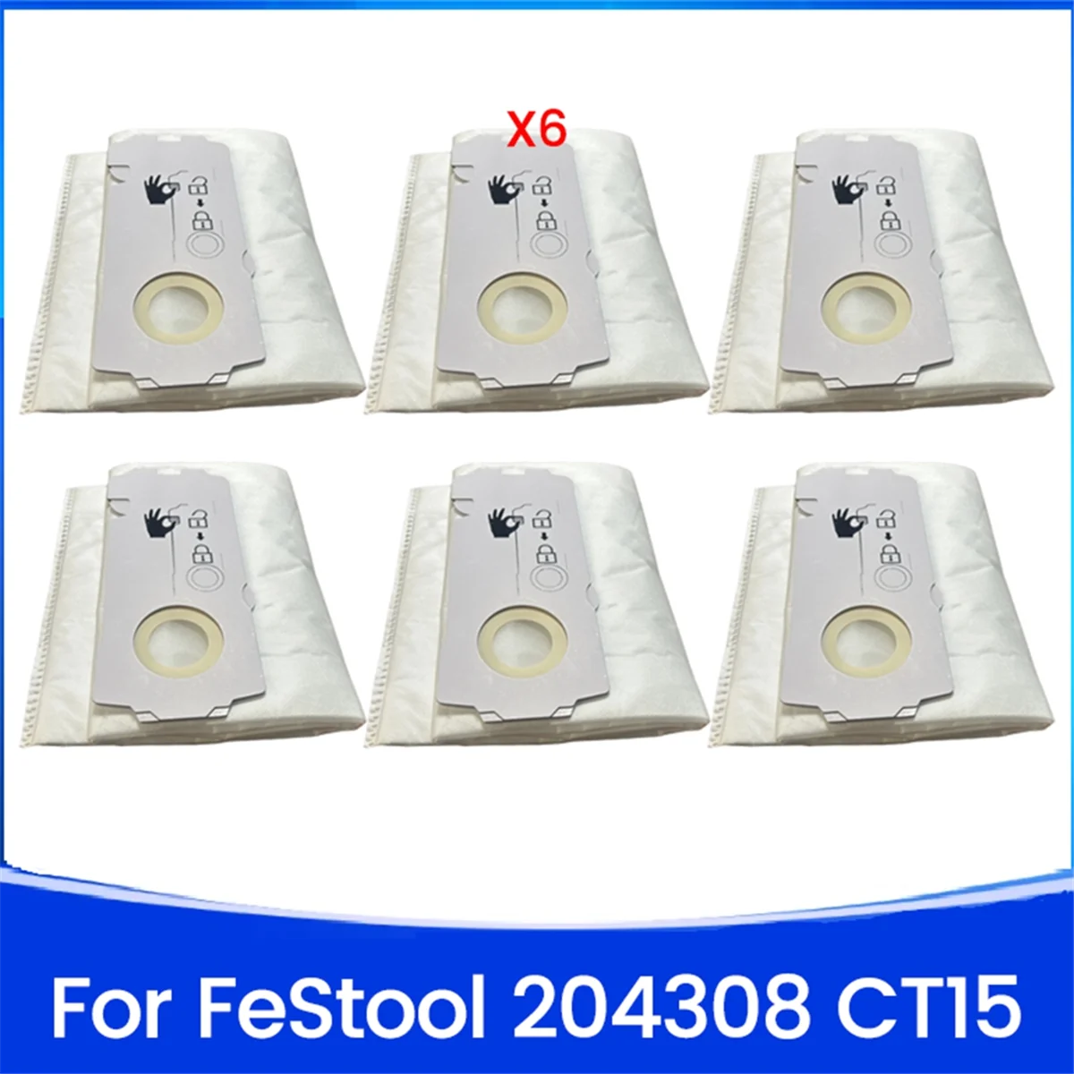 A61I 6PCS 204308 CT Mini/Midi -2/5 Filter Dust Bag for FeStool 204308 CT 15 Vacuum Cleaner Accessory