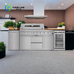 Customized Modular DIY Stainless Steel Outdoor Kitchen with Grill Fridge Sink Adjustable Height for Patio Backyard