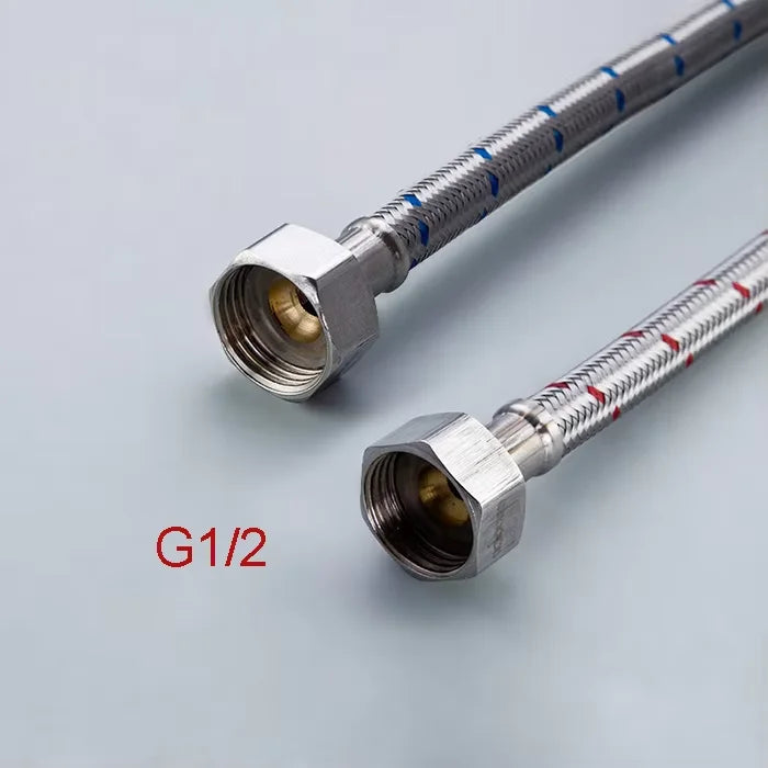 G1/2 G3/8 G9/16 50cm 1 pair Stainless Steel Flexible Plumbing Pipes Cold Hot mixer Faucet Water supply pipe Hoses bathroom part