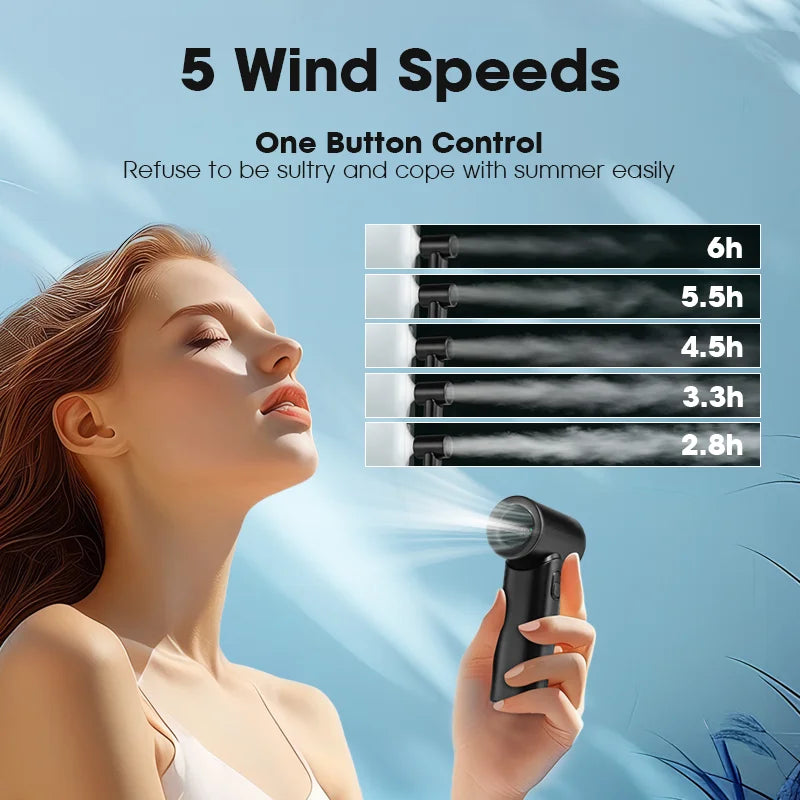 Handheld Turbo Fan Portable Strong Wind Adjustable 5 Speeds 3000mAh US