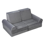 Toddler Play Sofa Multifunctional Kids Play Couch Set, Toddler Sofa for Bedrooms Living Room, Beige Gray color