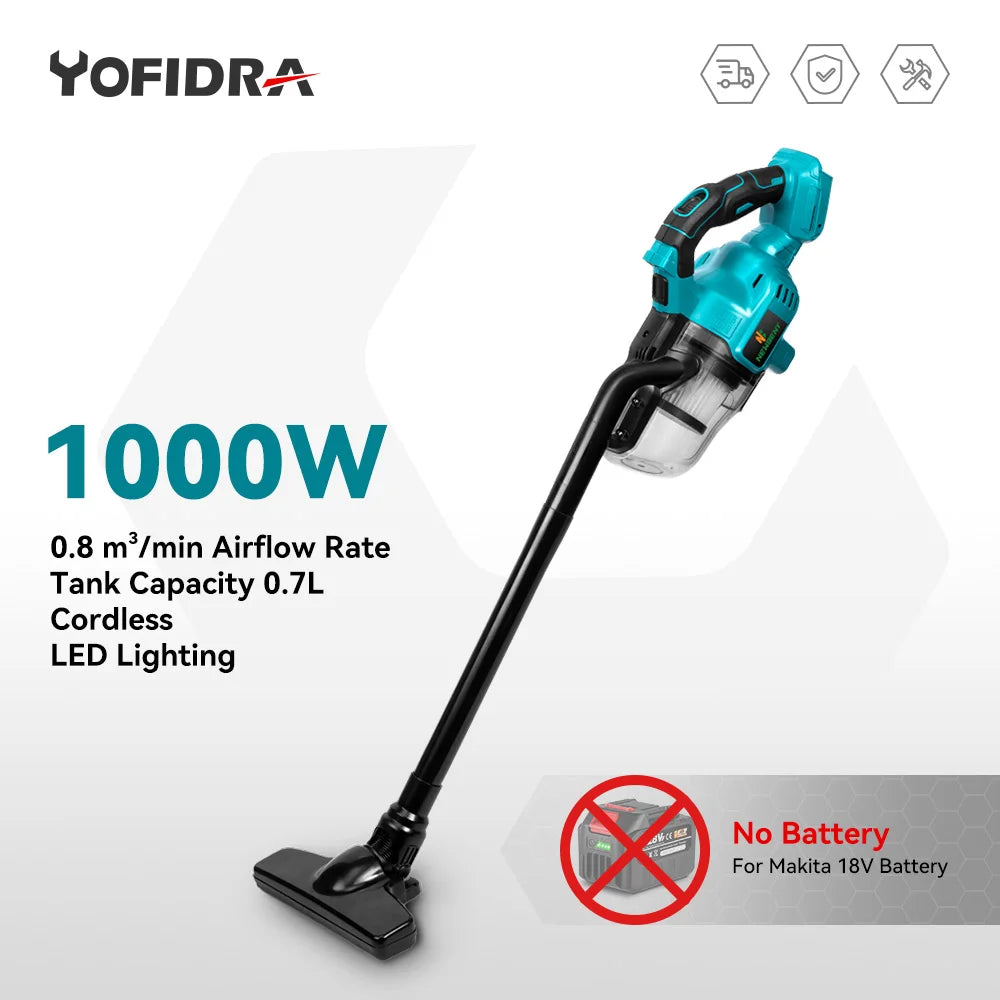 1000W Cordless Electric Handheld Vacuum Cleaner - 21V/18V Battery
