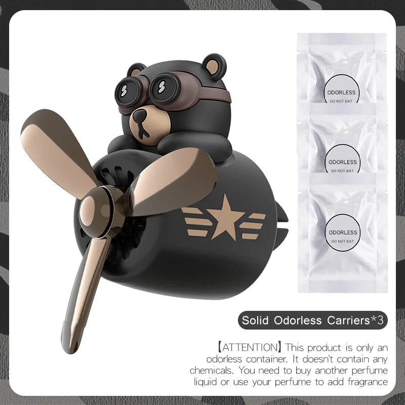 Unscented No fragrance DIY perfume rotate propeller pilot bear car ornaments vent diffuser accessories cool fun decorations men