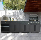 Custom Modern Outdoor Kitchen BBQ With Sink PVC Door Pizza Oven Small Refrigerator Cabinet Basket Kitchen Furniture