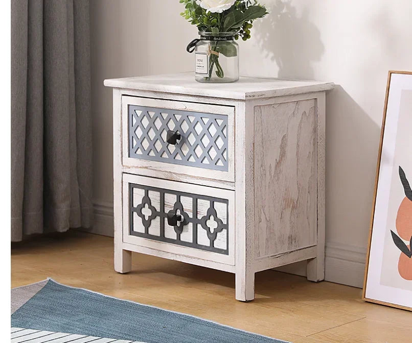 Solid Wood Multi-Layer Drawer Storage Cabinet Living Room Retro Simple Storage Side Cabinet Combination Organizing Cabinet