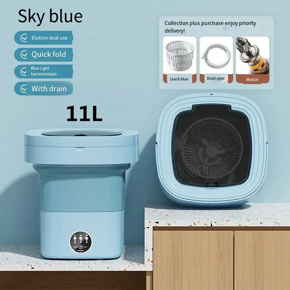 6L 11L Folding Portable Washing Machine Big Capacity with Spin Dryer B