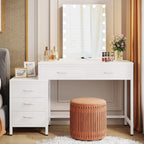 Vanity Desk with 5 Drawers, Makeup Vanity Table Dressing Table with Side 3-Drawer Chest (Without Mirror)for Women, Girls