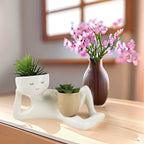 Relaxing Person Holding Pot Planter with Drainage Hole Funny Succulent Pot Resin Desktop Body Flower Pot Home Office Decor