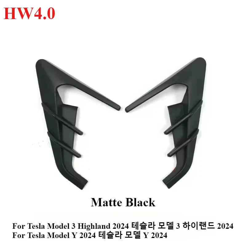 For Tesla Model Y Juniper Model 3 Highland Car Side Camera Protector Covers Carbon Fiber Flank Spoiler Wing Decorative Guards