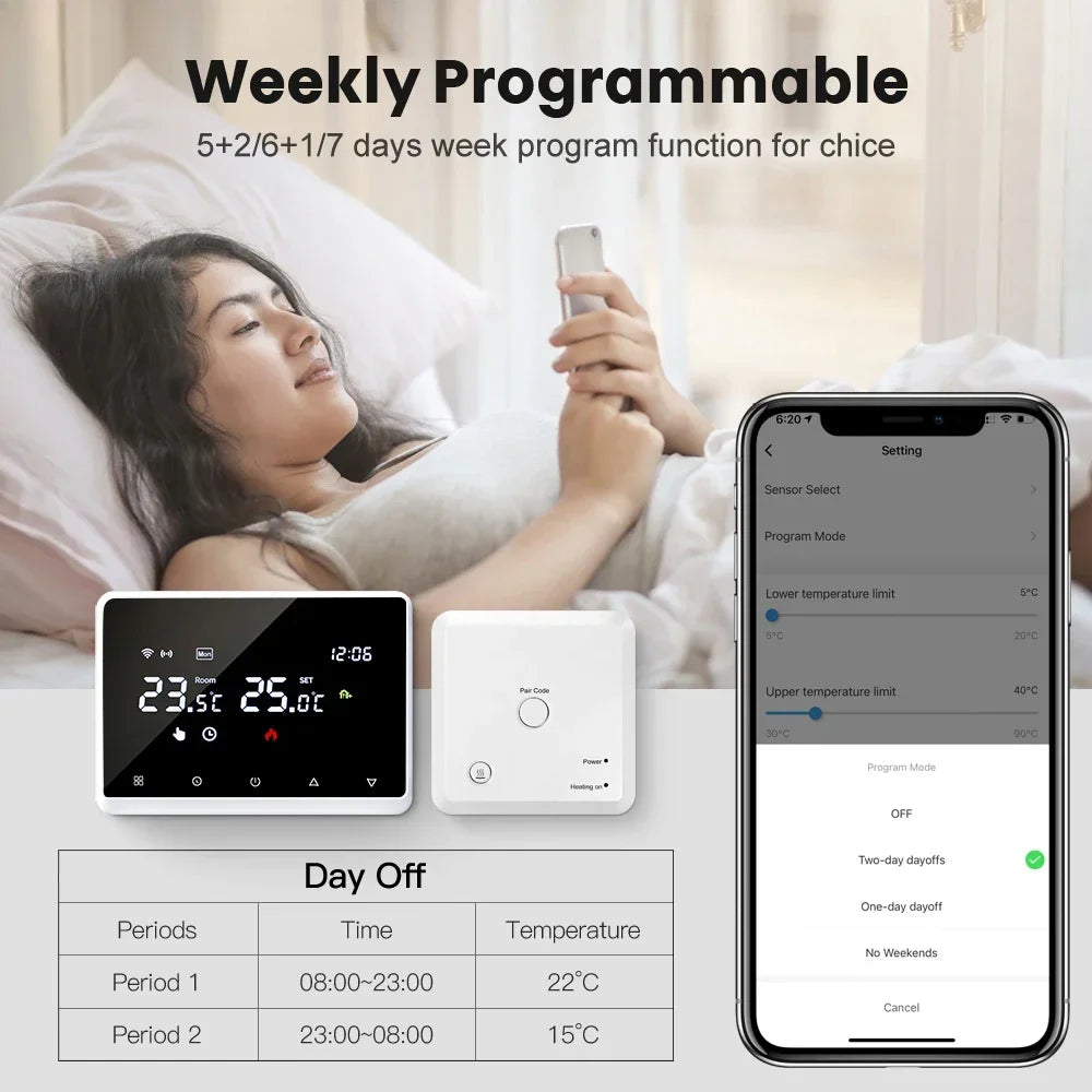 Tuya RF WiFi Smart Thermostat Temperature Controller for Gas Boiler Water Heating Wireless WiFi Thermostat Work with Alexa Googe