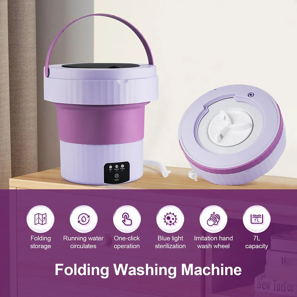 7L Small Folding Washing Machine Portable Washing Machine Automatic Mo