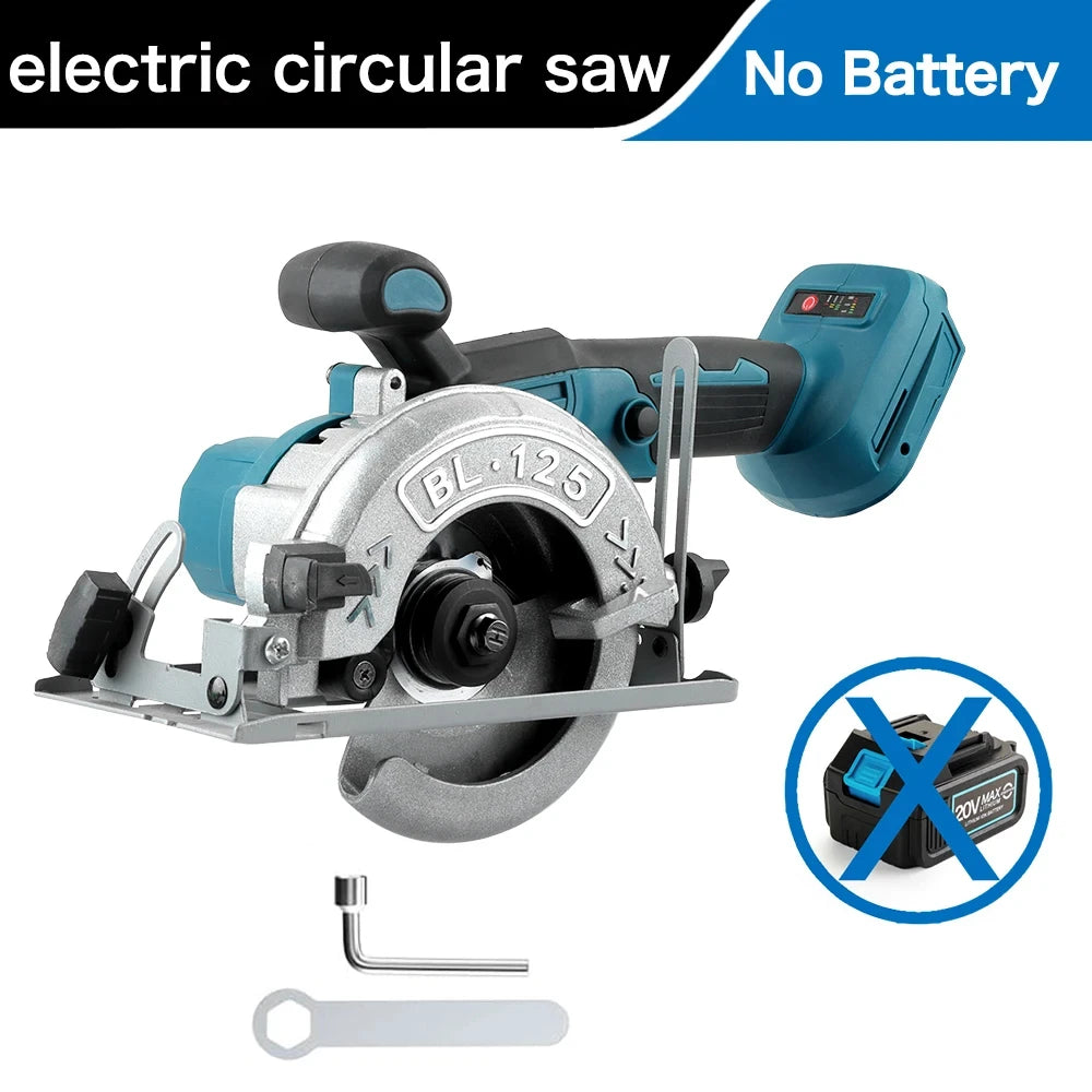125mm Brushless Circular Saw Cordless Electric Woodworking Saw Adjustable Angle Wood Cuttiing Machine For Makita 18V Battery