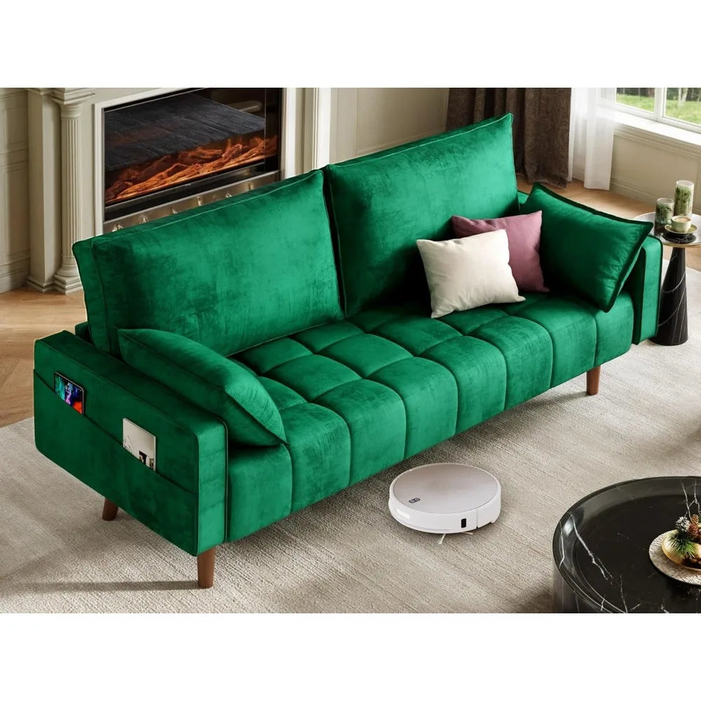 Modern Velvet 3-Seater Sofa