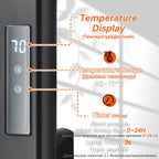 Black Bathroom Electric Heated Towel Rack with Digital Display Touch Thermostatic Dry Towel 304 Stainless Steel Heater