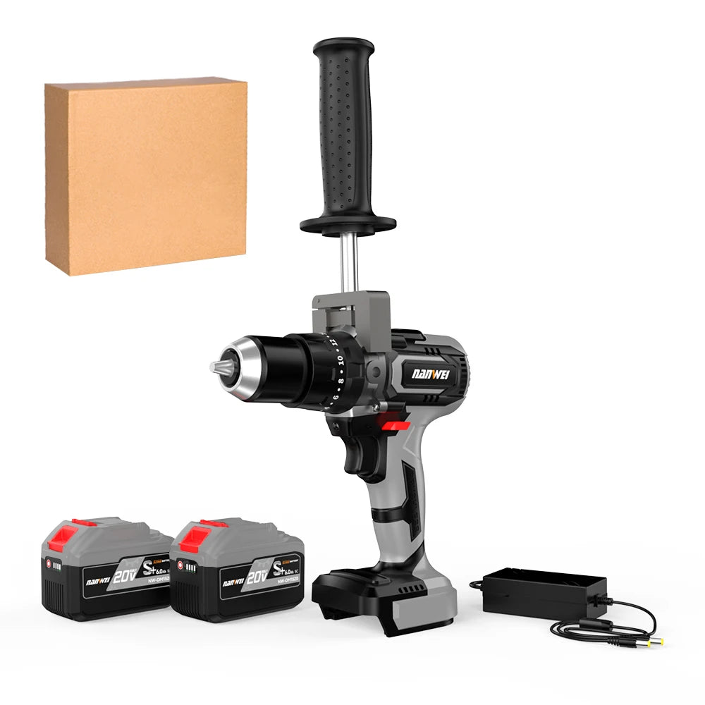Brushless Cordless Impact Drill NANWEI Cordless 21v 13mm Ice Drill Power Tool 150NM High Torque