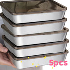 5Pcs Stainless Steel Food Containers, Leak-Proof Kitchens Accessories, Stores Knives, Stackable Kitchen Storage