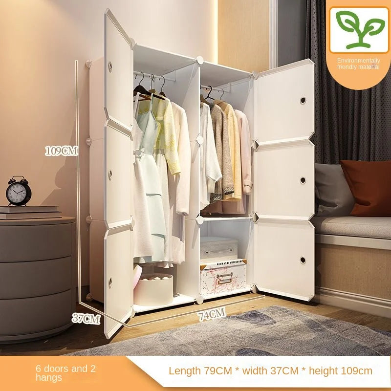 Home Bedroom Furniture Simple Wardrobe Clothes Cabinets Dressers Cube Storage Locker Baby Closet Plastic Collapsible Dustproof