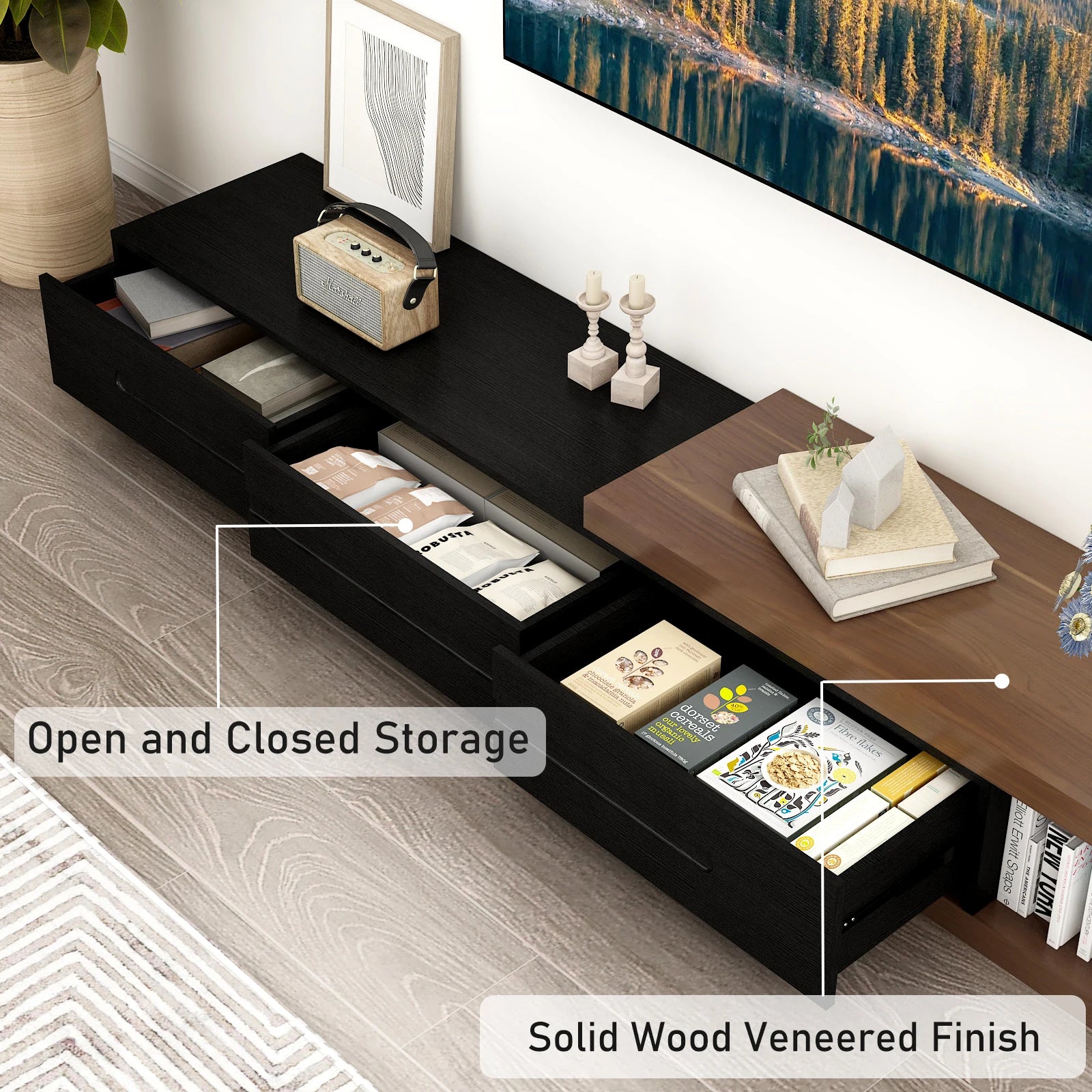 82-110'' Extendable Wood TV Stand