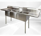 Utility Commercial Restaurant Kitchen Stainless Steel 3 Grid Sink Workbench with Sink
