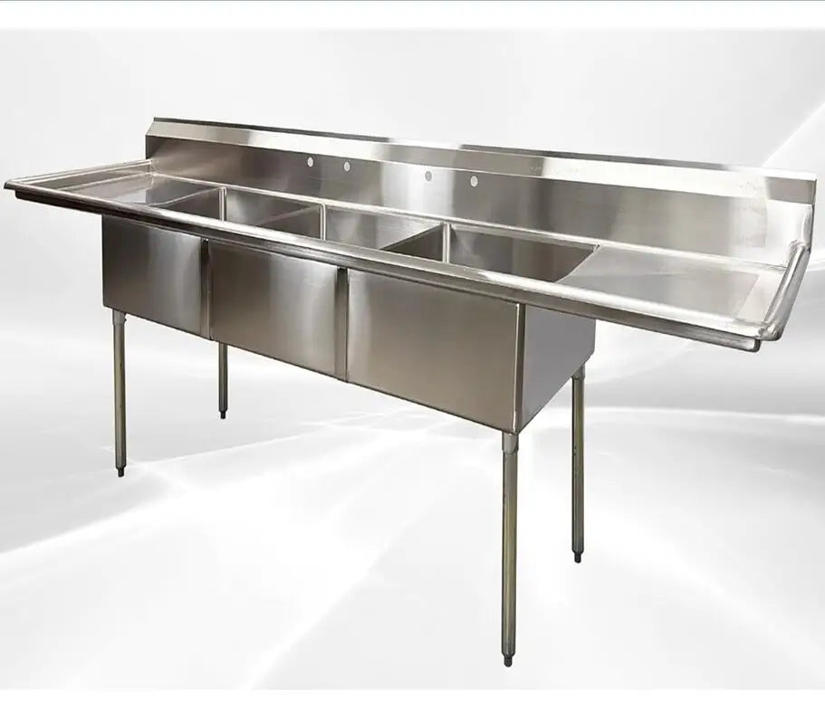 Utility Commercial Restaurant Kitchen Stainless Steel 3 Grid Sink Workbench with Sink