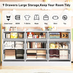 9 Drawer Dresser with Power Outlet & LED Light, Modern Chest of Drawers for Closet, 63" Drawer Organizer Cabinet for Bedroom