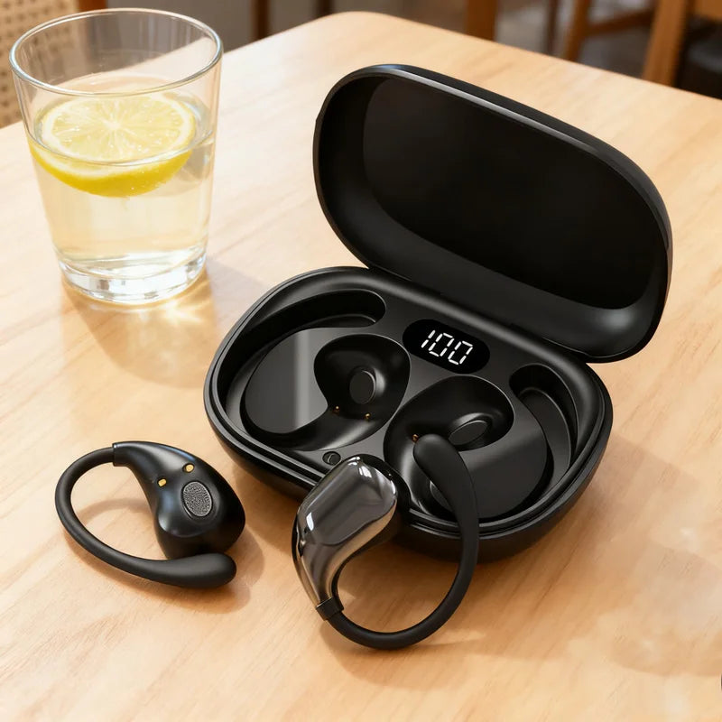 Bluetooth 5.4 Ear Hook Headphones TWS Wireless Earphones HiFi Stereo Waterproof Headsets LED Display Long Standby Touch Earbuds
