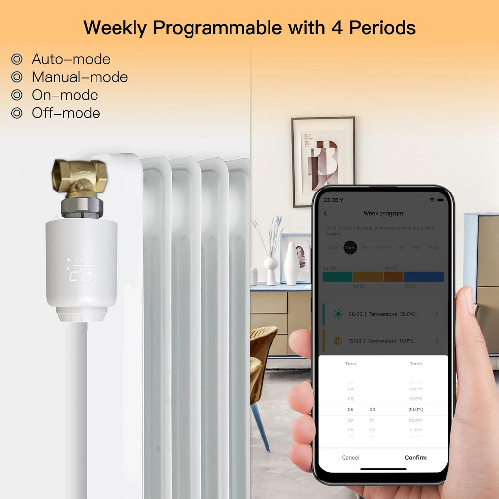 MOES TRV Tuya ZigBee Thermostatic Radiator Valve SmartLife Wireless Remote Heating Temperature Controller Alexa Voice Control