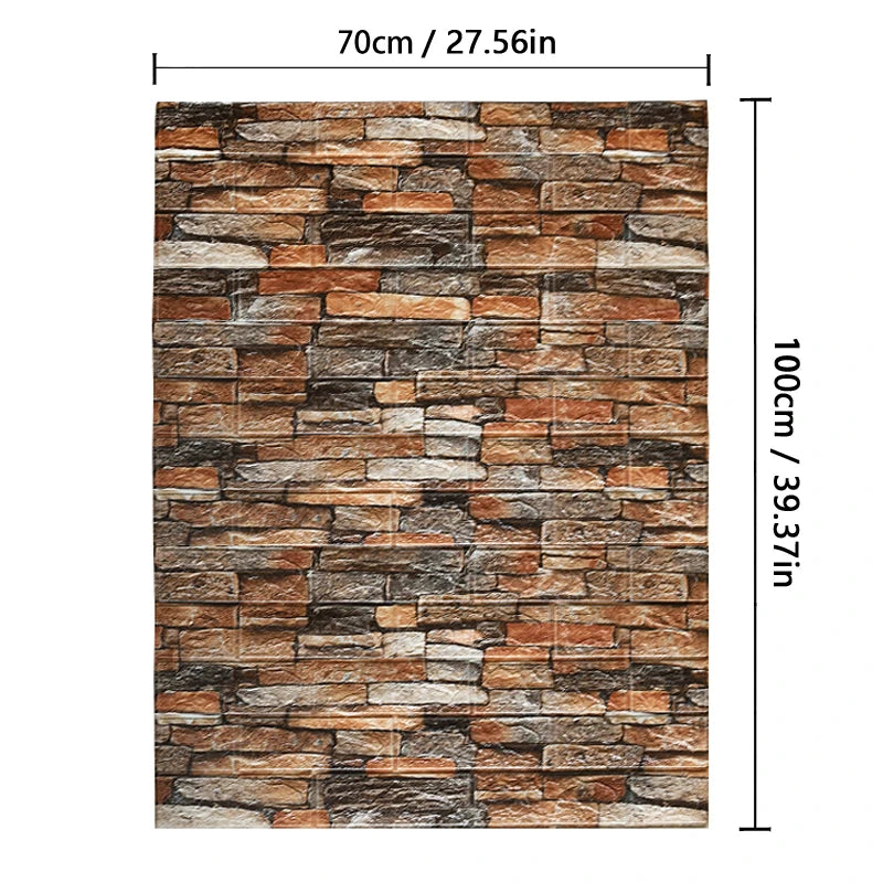 70cmx1/2/3/5/10m Brick Pattern Wall Sticker Decoration PVC 3d Wallpaper Waterproof Wall Sticker for Children's Room Home Bedroom