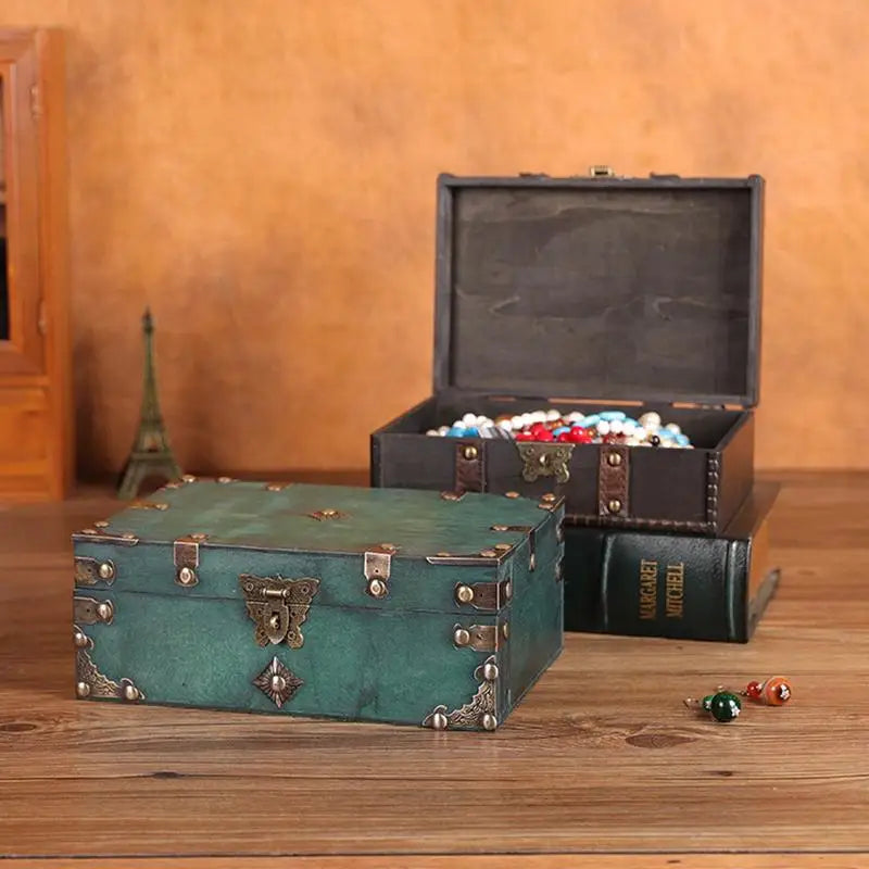 Retro Storage Box Jewelry Wood Wooden Lock Catch Organizers Vintage Gifts Container Sundries Organizer Storage Boxes