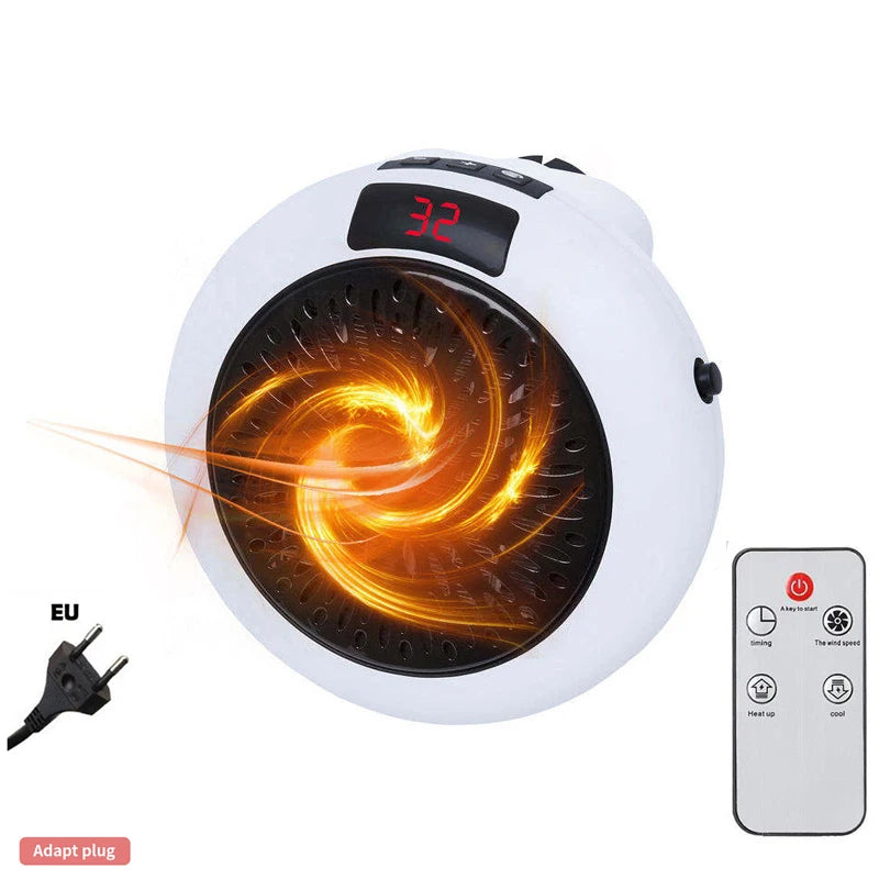 Electric Heater 900W Portable Plug In Wall Heater Room Heating Stove Remote Warmer Machine Home Office Warming Machine
