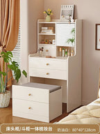Bedroom Cream Style Dressing Table, Solid Wood Dressing Table, Small Bedside Table, Small Storage Cabinet Dressers for Bedroom