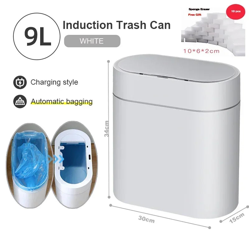 Smart Sensor Trash Can Electronic Automatic Household Bathroom Toilet Waterproof Narrow Seam Storage Bucket Smart Home Trash Bin