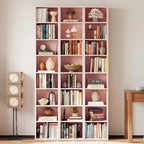 IRONCK Tall Narrow Bookshelf 8 Tiers, Compact Corner Bookcase, Easy to Match for Living Room, Office, Study, Bedroom, Pink