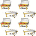 8pcs 9QT Golden Stainless Steel Chafing Dishes for Buffet,  Buffet Warmers Sets for Parties Weddings Catering Buffet
