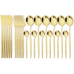 24Pcs Dinnerware Set Stainless Steel Tableware Knife Fork Tea Spoon Cutlery Set Multiple Colour Silverware Kitchen Flatware Set
