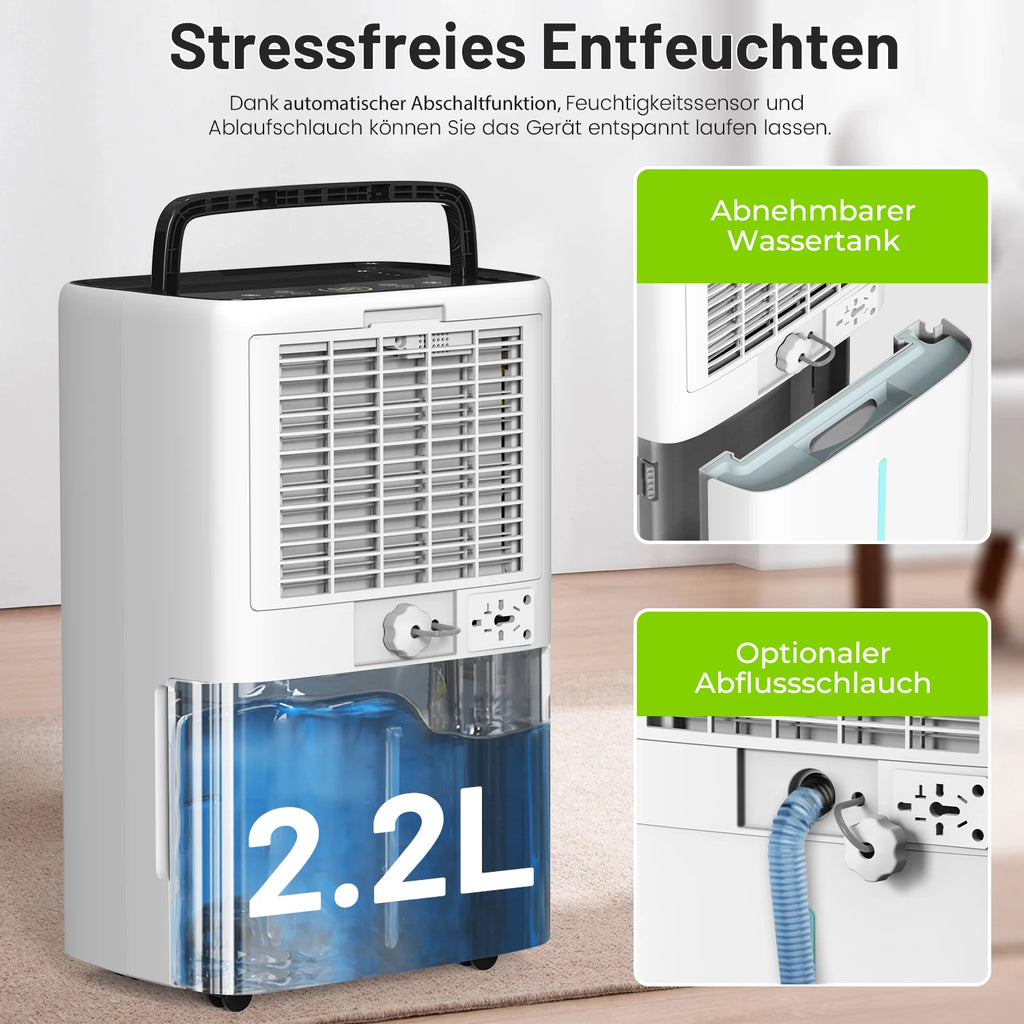 25L/Day Dehumidifier LED Display 24H Timer Auto Restart Auto Shut Off