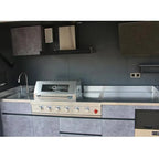 Custom Outdoor Kitchen Island with Fridge Cabinet Stainless Steel BBQ Grill Station Waterproof Patio Bar Island