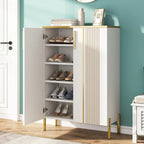 6-Tier Shoe Storage Cabinet with Adjustable Shelves, Wooden Shoes Rack Shoe Storage Organizer for Entryway, Closet, Living Room